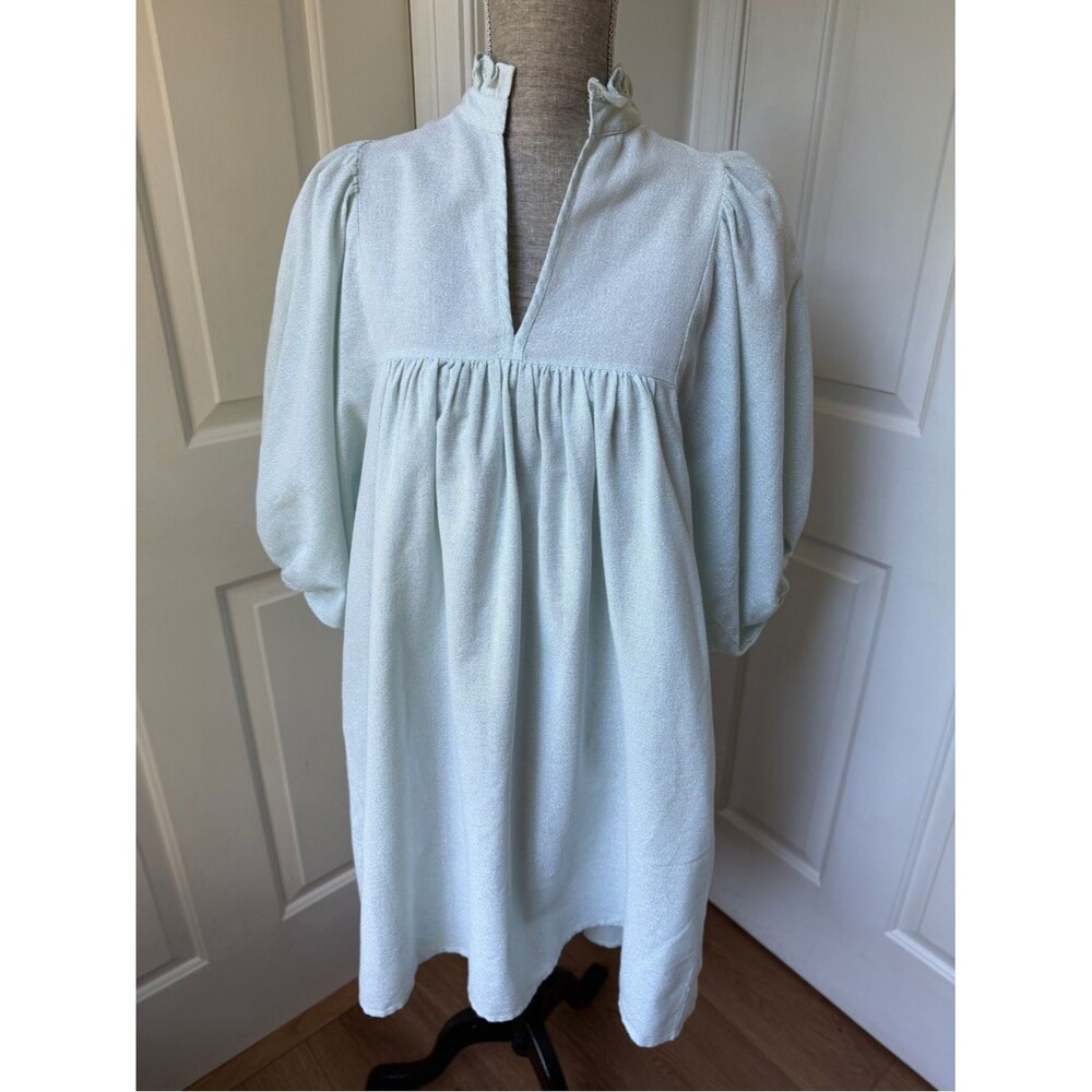 Never A Wallflower High Neck Dress Seafoam Shimmer Size Large Medium